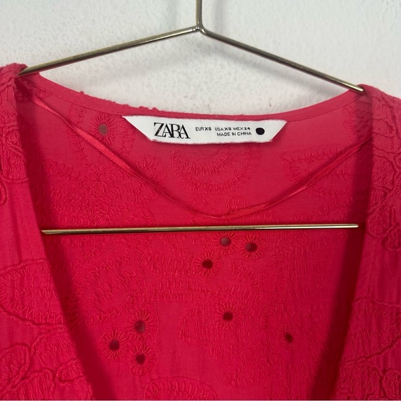 Zara Eyelet Embroidered Midi Dress Size XS - Picture 7 of 8